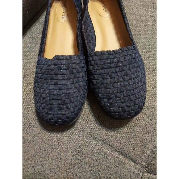 Comfortview Women's Bethany flats slip-On 10WW Navy Blue Casual Shoes Dress - Picture 2 of 10